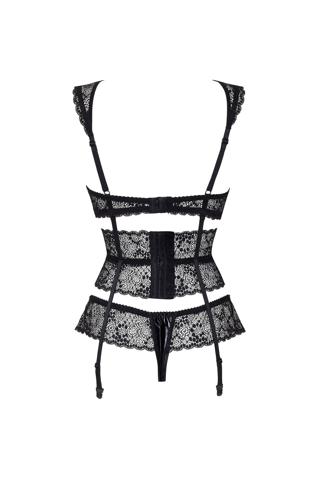 Beauty Night Lillie Lace Set with Open Bra, Waist waist detail & Matching Brief