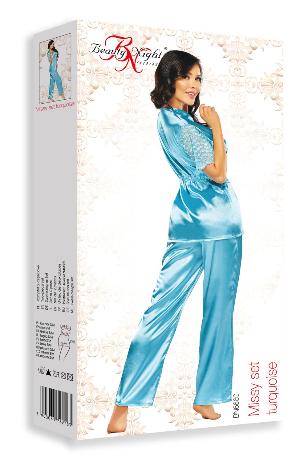 Beauty Night Missy Turquoise Lace Pajama Set for Women