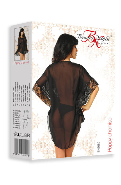 Beauty Night Poppy Chemise with Lace Sleeves and Matching Matching Brief Set