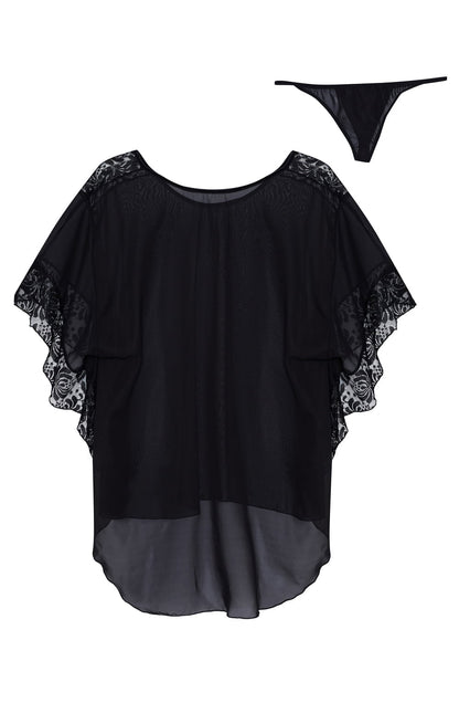 Beauty Night Poppy Chemise with Lace Sleeves and Matching Matching Brief Set