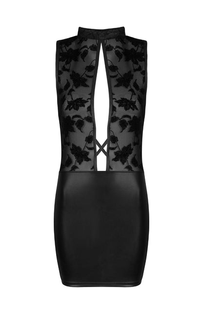 Beauty Night Cameron Dress Set with Tulle Top and Eco-Leather Mini Skirt