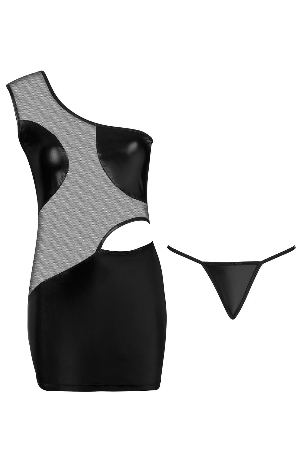 Beauty Night Loreen Black Dress with Lightweight Mesh Mesh and Matching Brief Set
