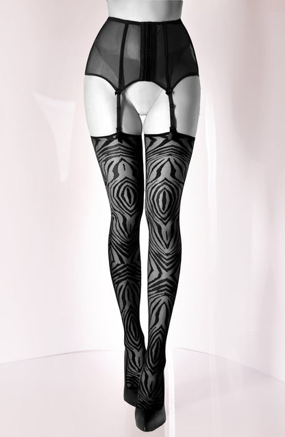 Black Stockings with Tribal-Inspired Design by Secret