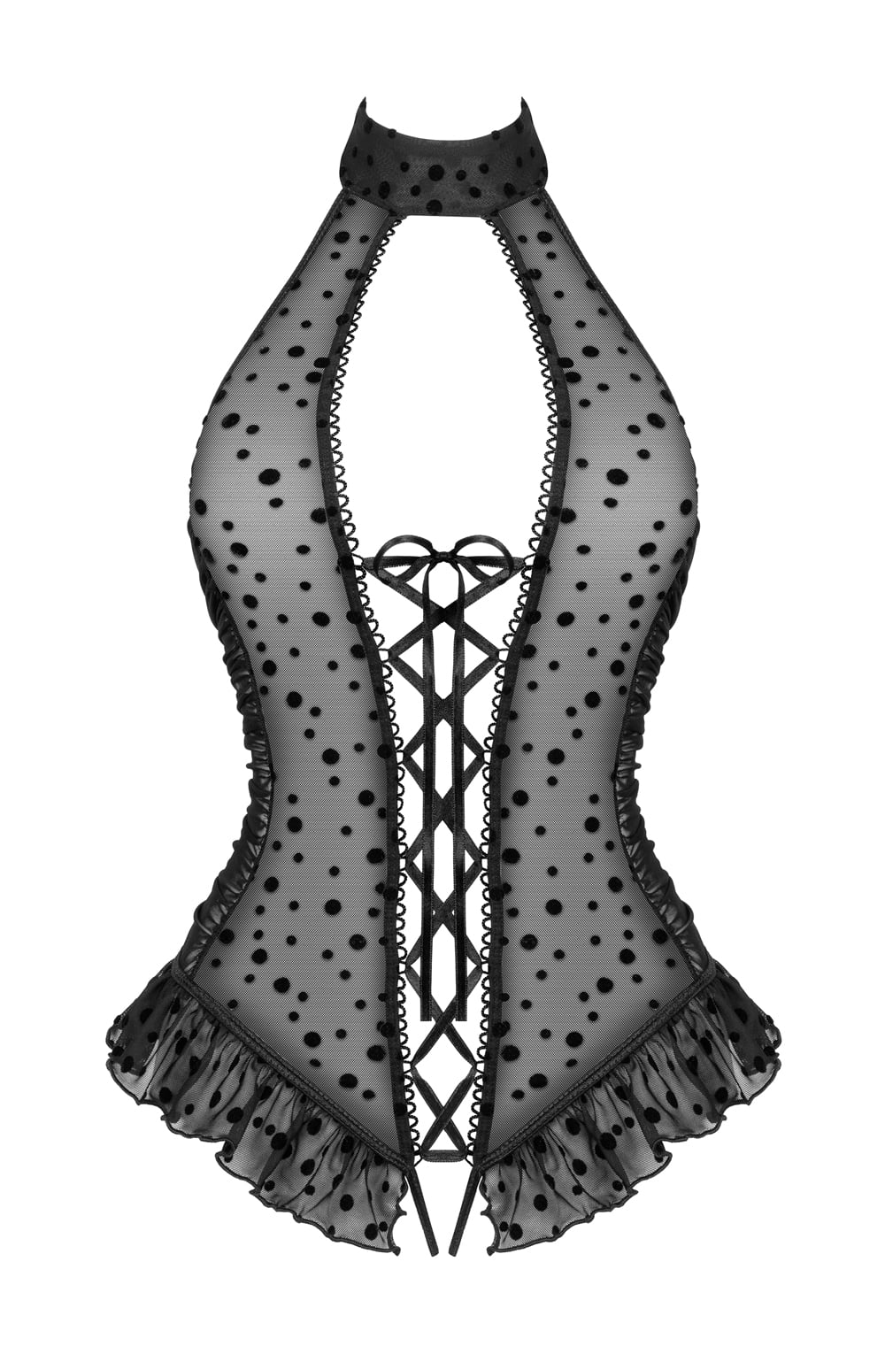 Beauty Night Carlotta Lace Body with Ribbon Lace-Up and Polka Dot Tulle