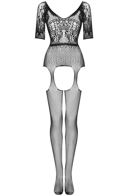 Beauty Night Courtney Black Lacey Fishnet Mesh Jumpsuit Nightwear