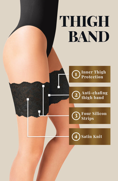 Gabriella Black Lace Thigh Band Self-Supporting Anti-Chafing Comfort
