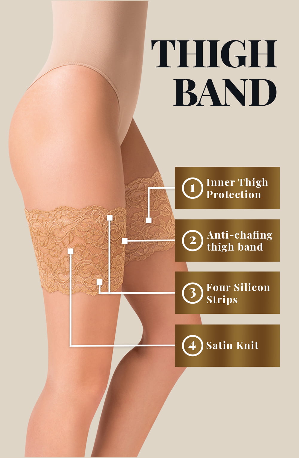 Gabriella Beige Lace Thigh Band Self-Supporting Anti-Chafing Accessory