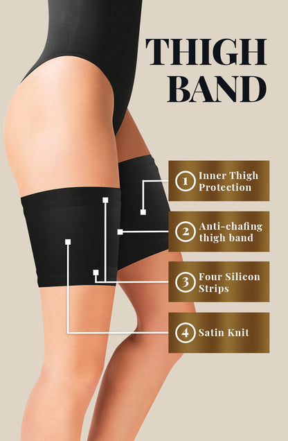 Gabriella Black Satin Thigh Band Self-Supporting Anti-Chafing Band