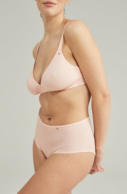 Second Skin High Waist Stretch Brief Blush Pink Seamless Smoothing Underwear
