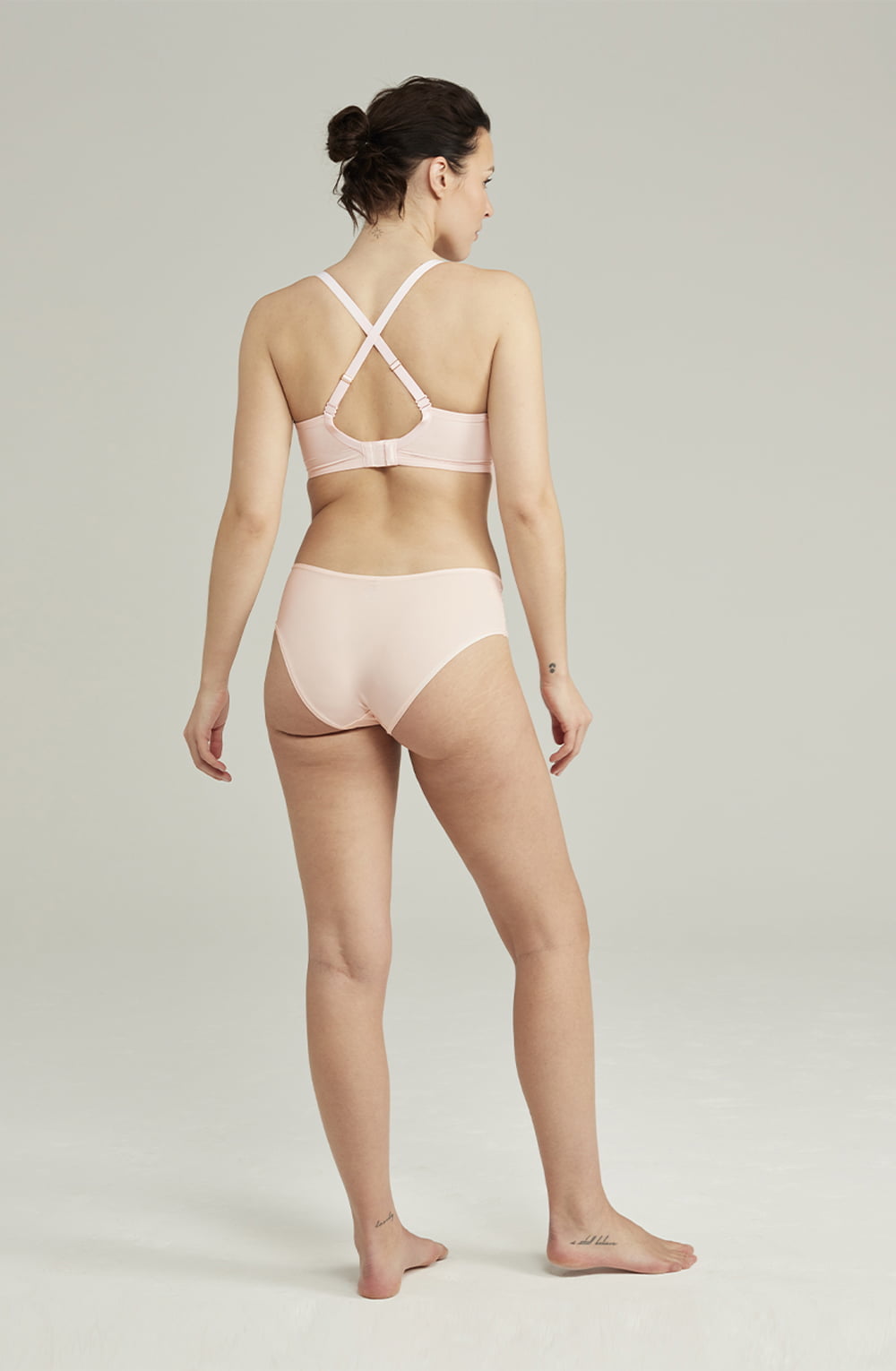 Second Skin Stretch Mid Rise Waist Brief Blush Pink Recycled Microfiber Seamless Underwear