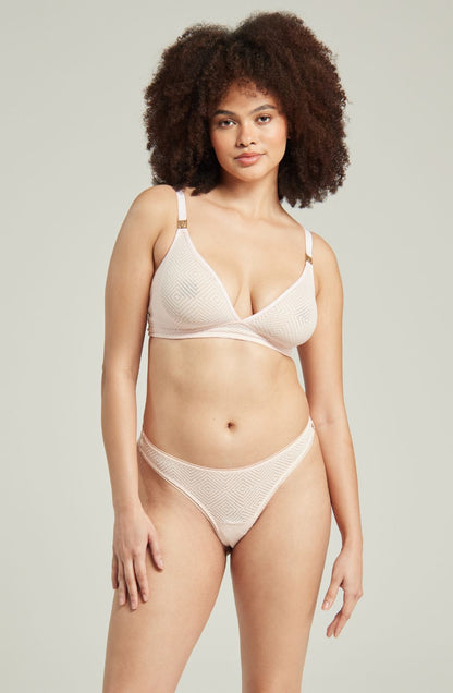 lightweight mesh Deco Lightweight Blush Pink Matching Brief Recycled Lace Underwear