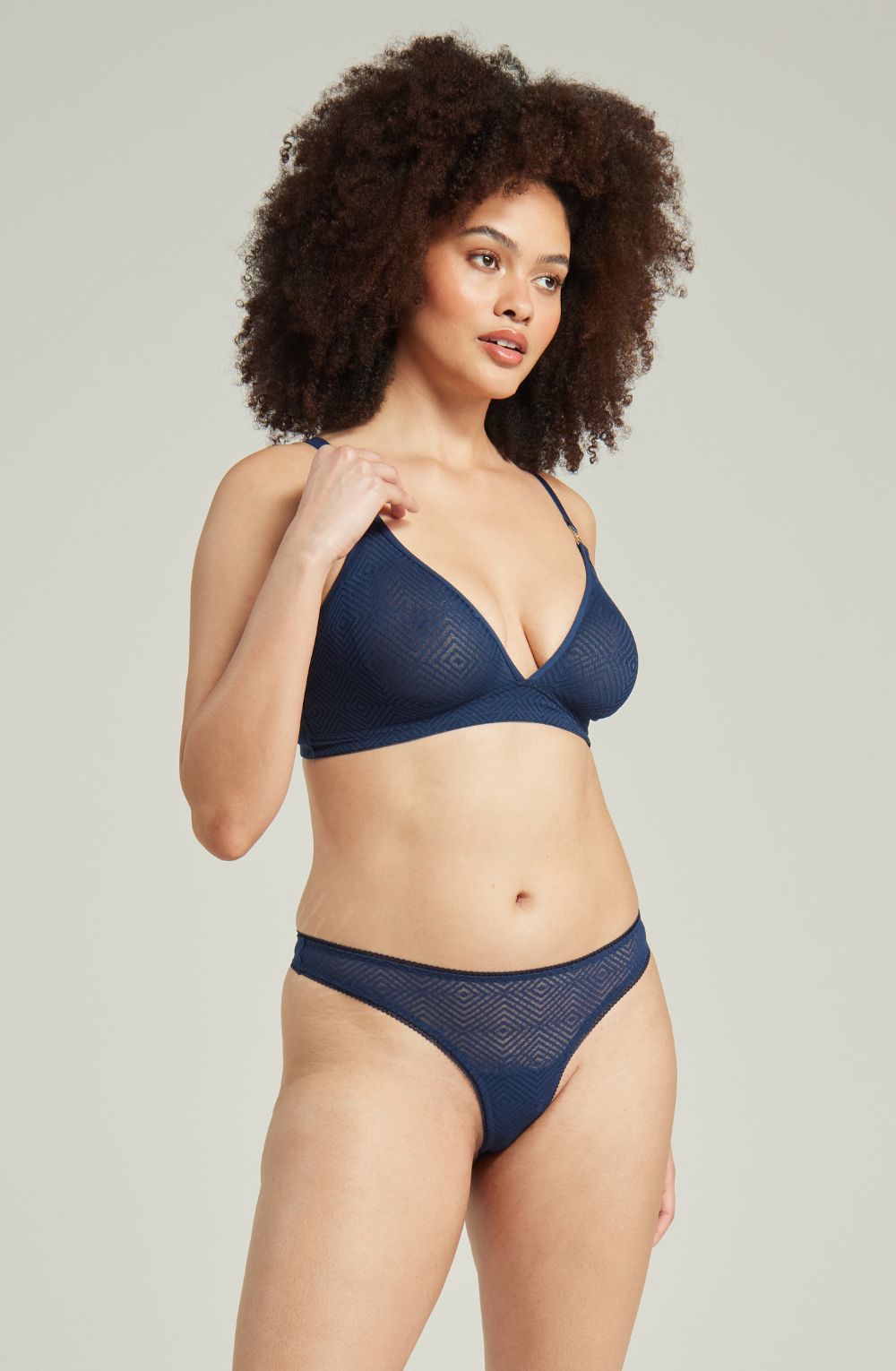 lightweight mesh Art Deco Lace Matching Brief Navy – Lightweight Comfortable Underwear