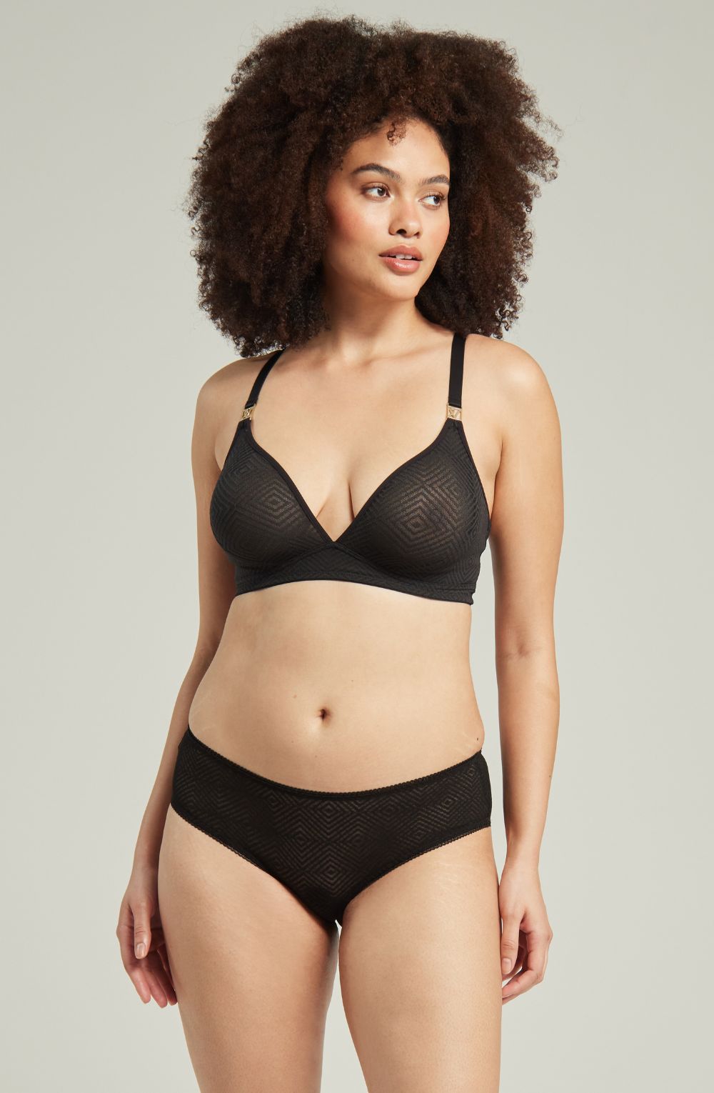 lightweight mesh Deco Black Seamless Mid-Rise Hipster Brief Full Coverage