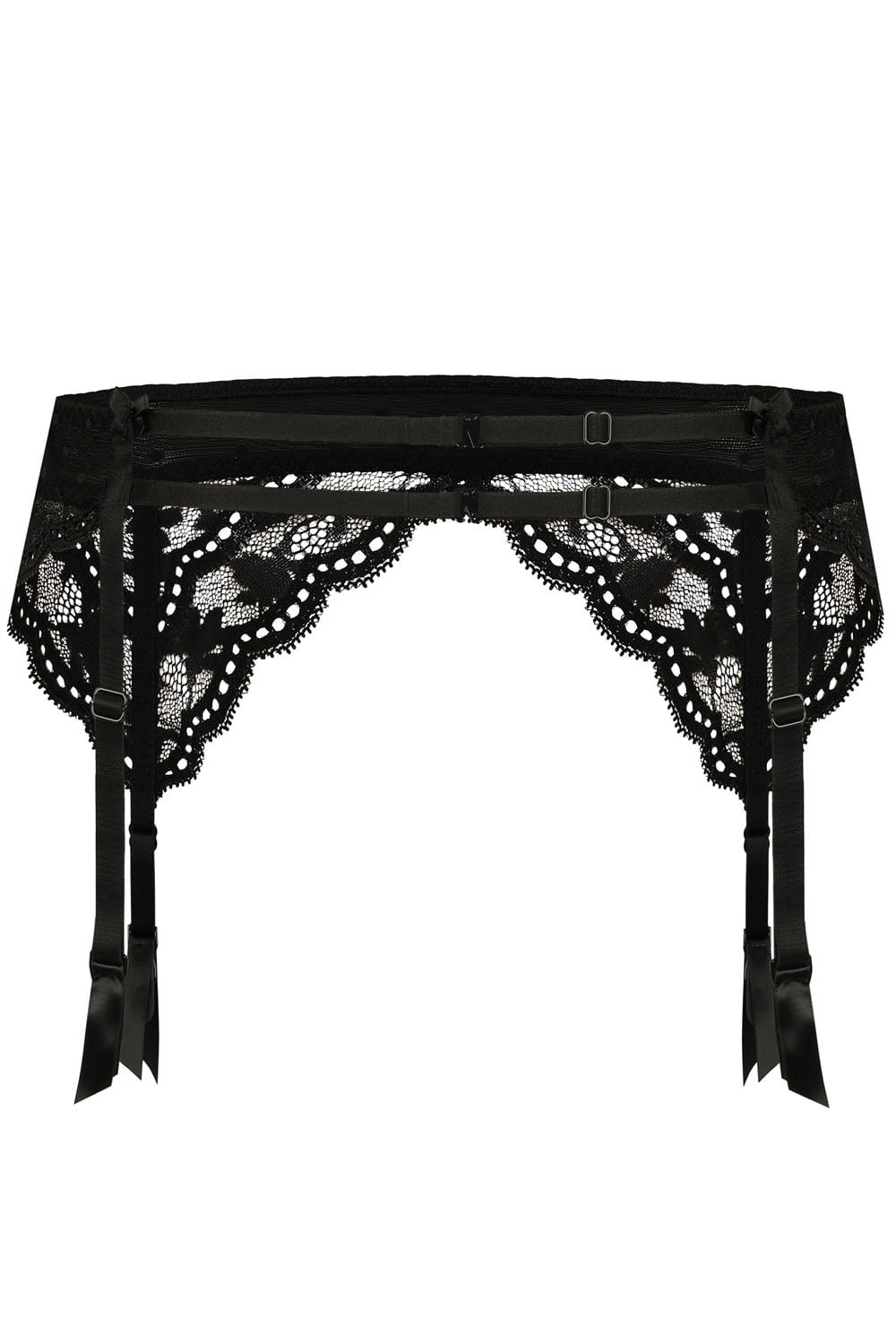 Roza Lagerta Black waist detail Belt with Lace and Polka Dot Mesh Detail