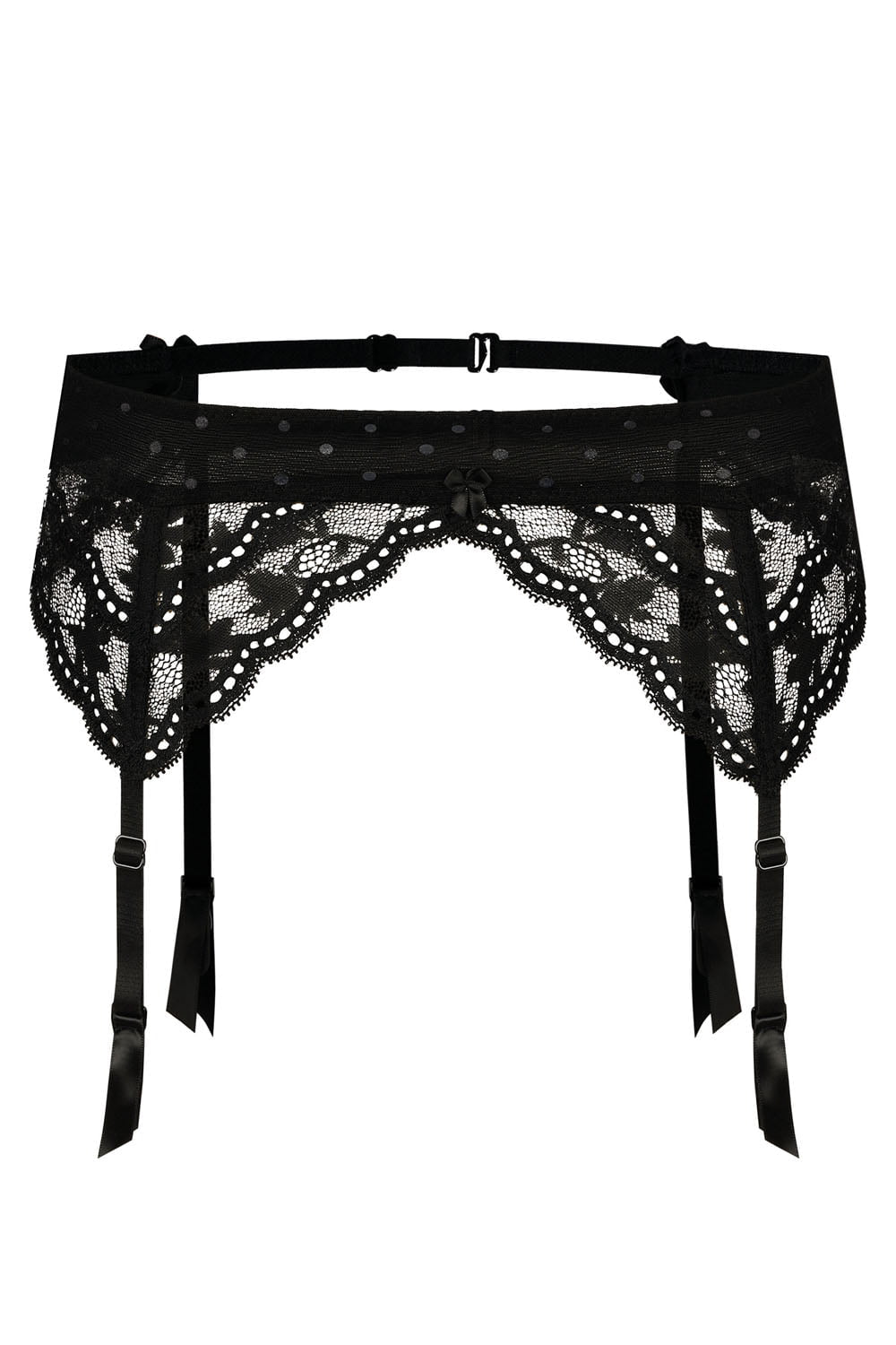 Roza Lagerta Black waist detail Belt with Lace and Polka Dot Mesh Detail