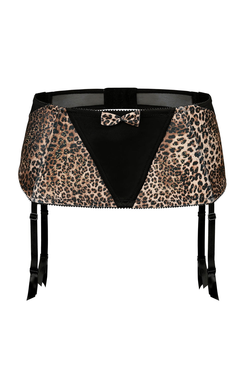 Roza Zoje Black Leopard Print waist detail Belt with Glitter Finish