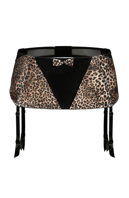 Roza Zoje Black Leopard Print waist detail Belt with Glitter Finish