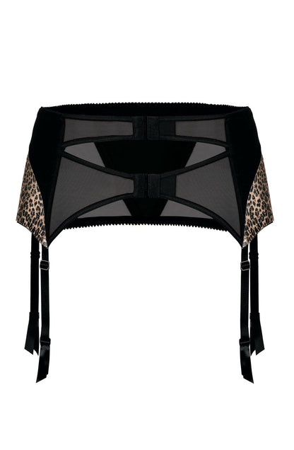 Roza Zoje Black Leopard Print waist detail Belt with Glitter Finish