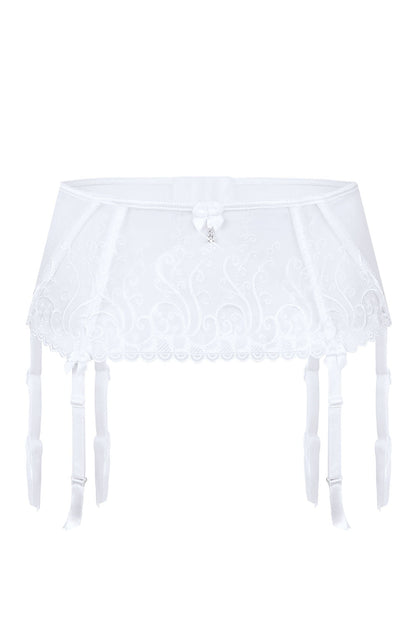 Roza Anuk White Embroidered waist detail Belt with Adjustable Straps and Jewel Detail