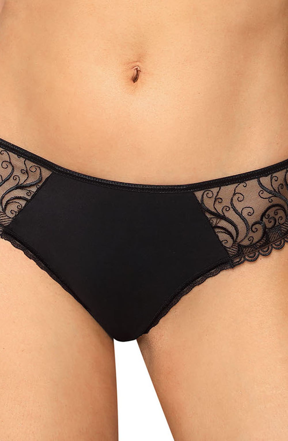 Roza Anuk Black Embroidered Soft Stretch Fabric Underwear