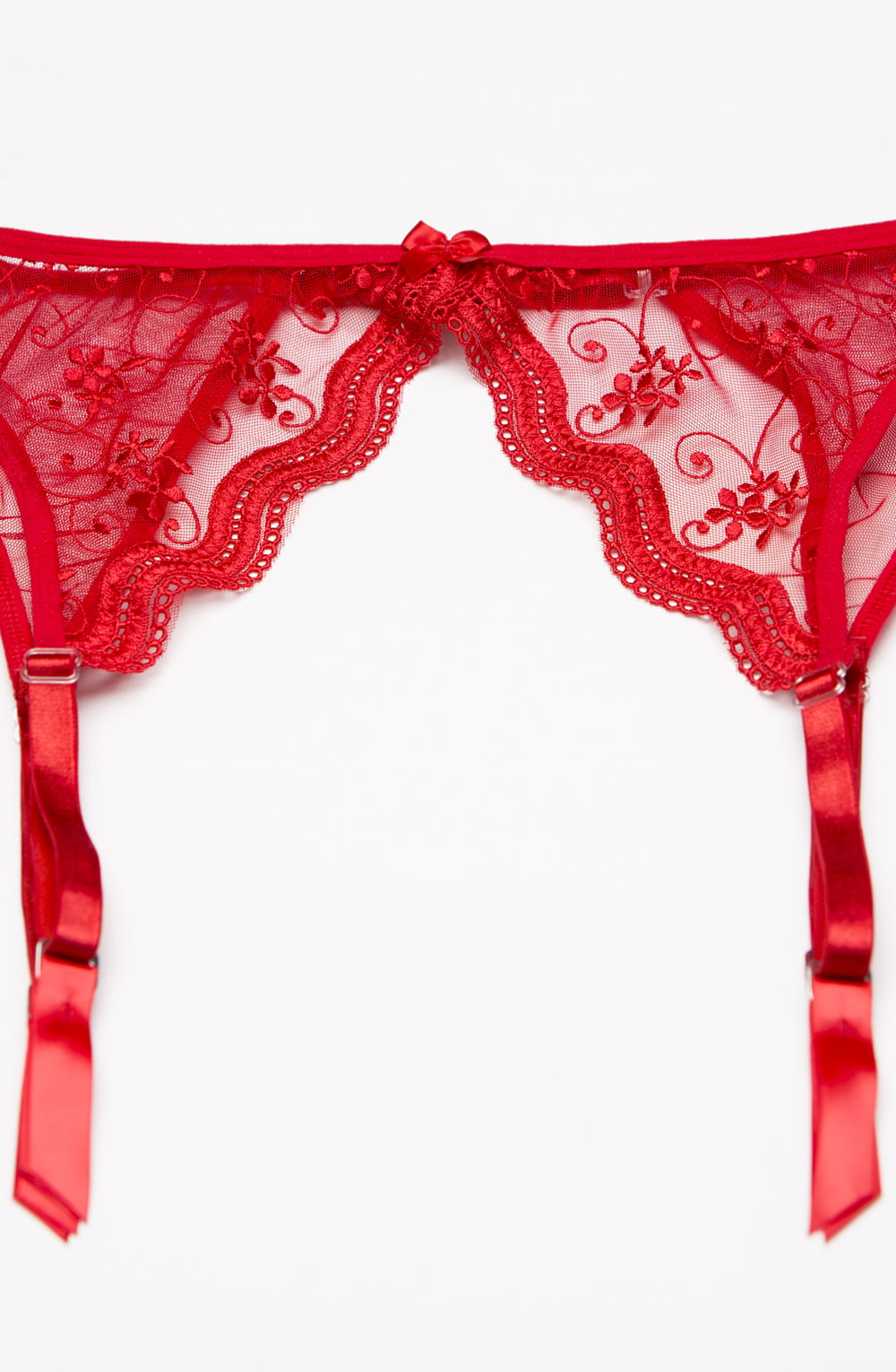 Shirley of Hollywood Red Embroidered Adjustable Scalloped waist detail Belt
