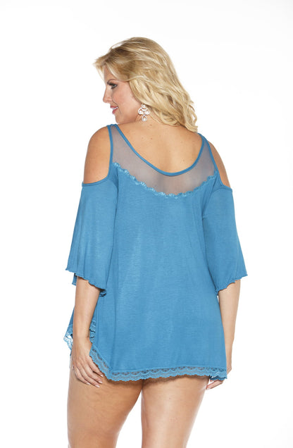 Shirley of Hollywood Sapphire Sleepshirt with Matching G-String Set