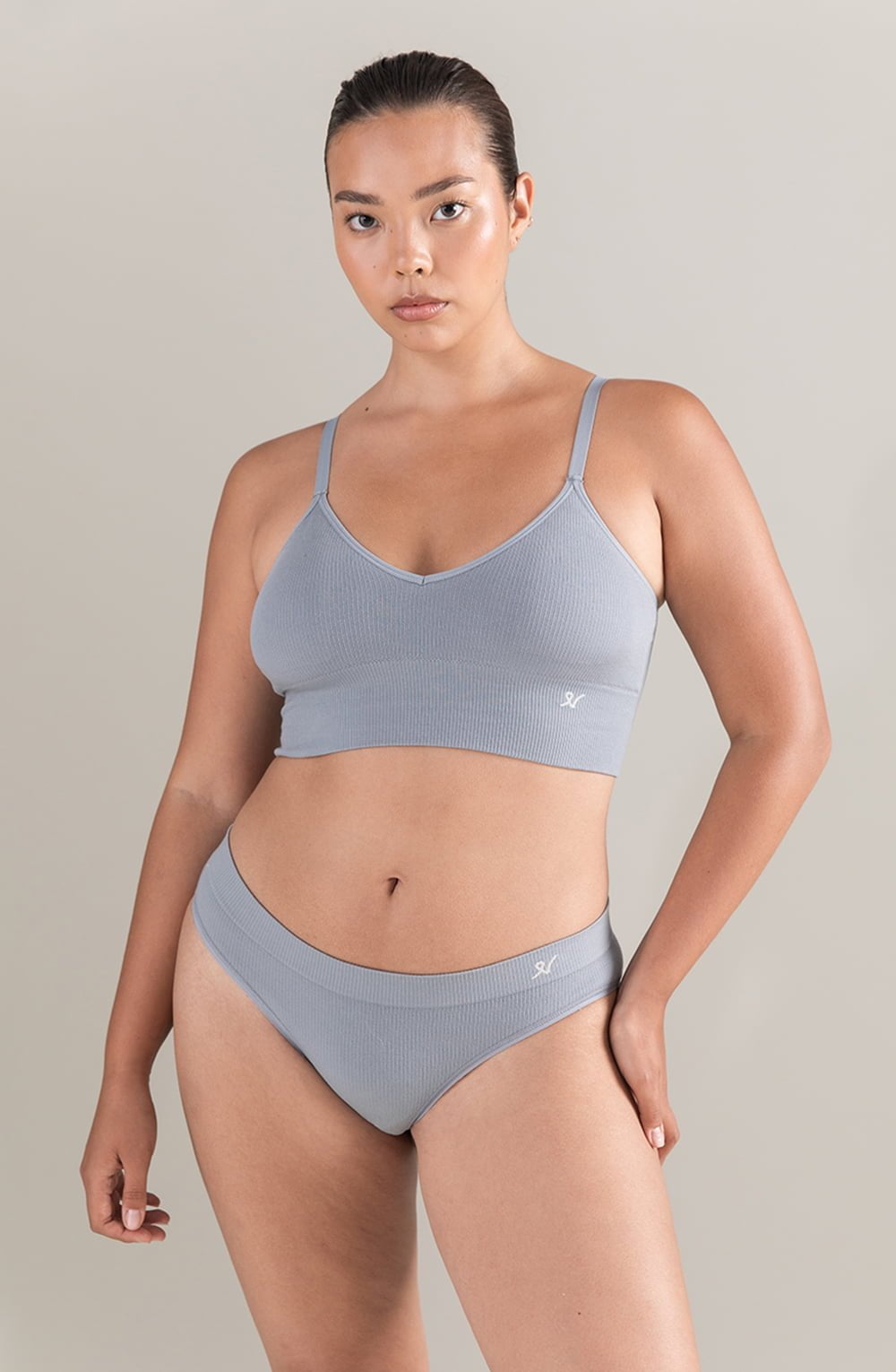 TENCEL™ Seamless Longline Bralette Storm Grey Sustainable Soft Crop Top
