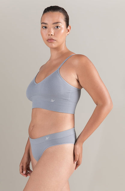 TENCEL™ Seamless Longline Bralette Storm Grey Sustainable Soft Crop Top