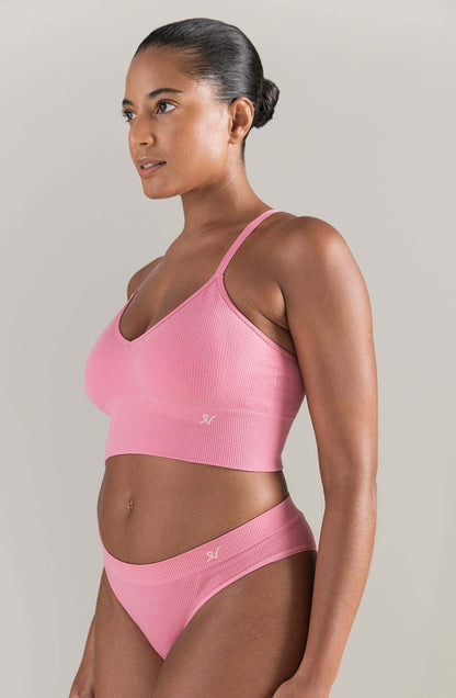 TENCEL™ Seamless Rose Pink Longline Bralette Sustainable Soft Crop Top