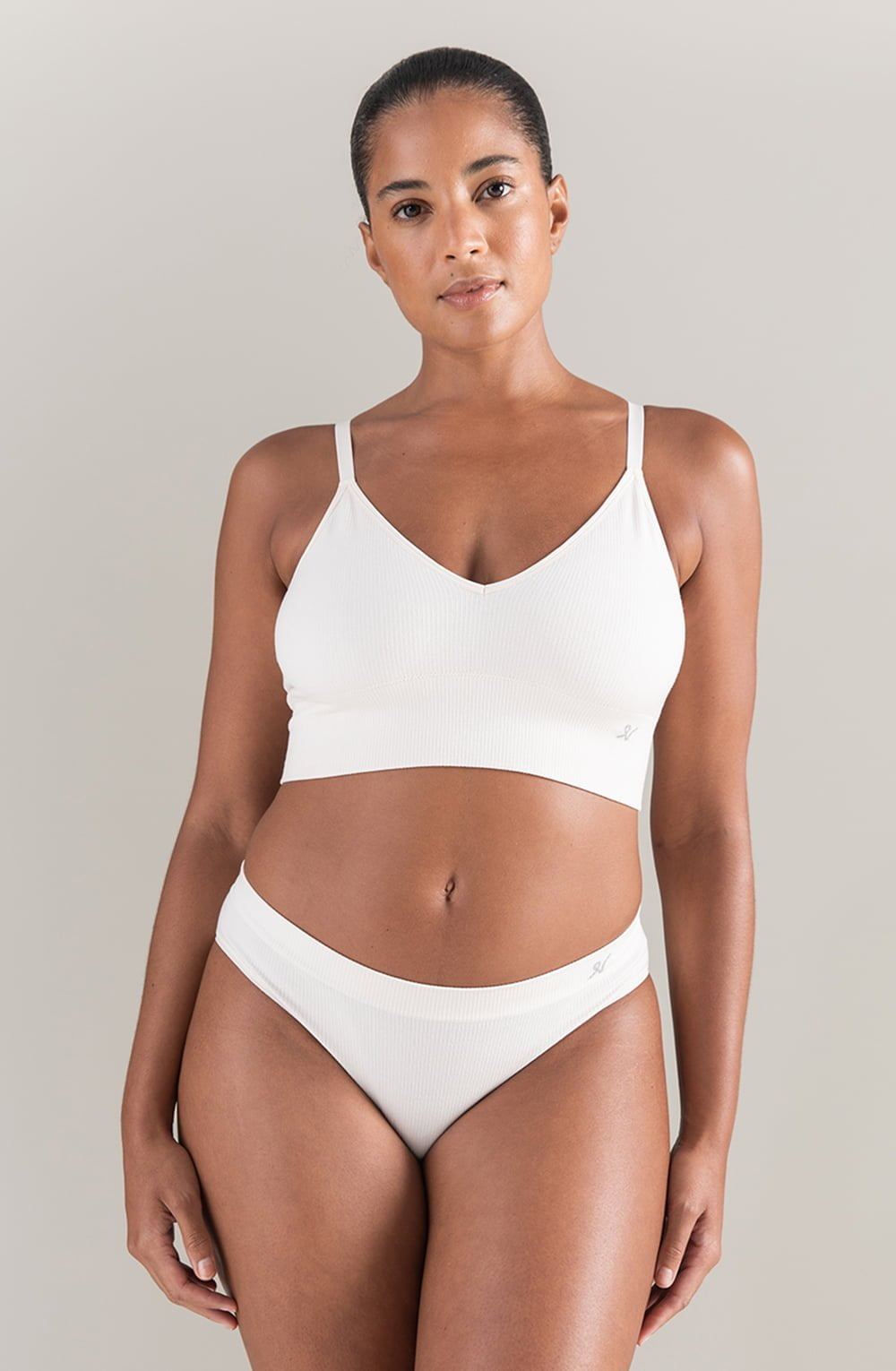 TENCEL™ Seamless Longline Bralette White Sand Sustainable Soft Crop Top