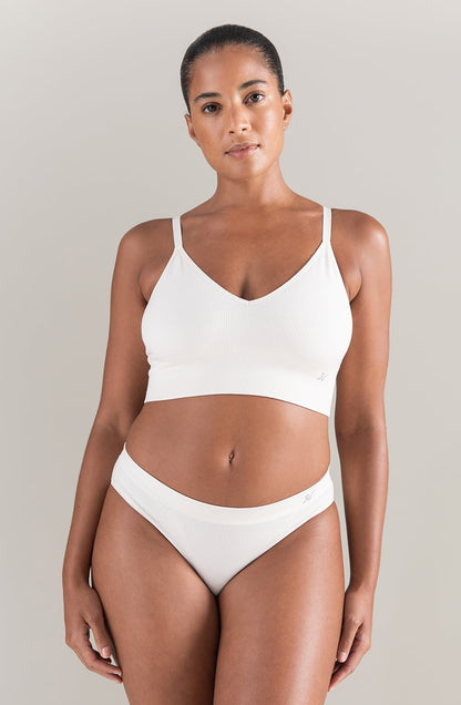 TENCEL™ Seamless Longline Bralette White Sand Sustainable Soft Crop Top