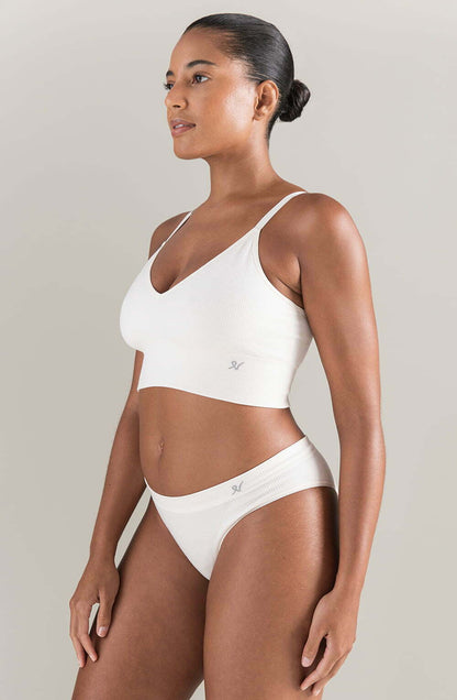 TENCEL™ Seamless Longline Bralette White Sand Sustainable Soft Crop Top