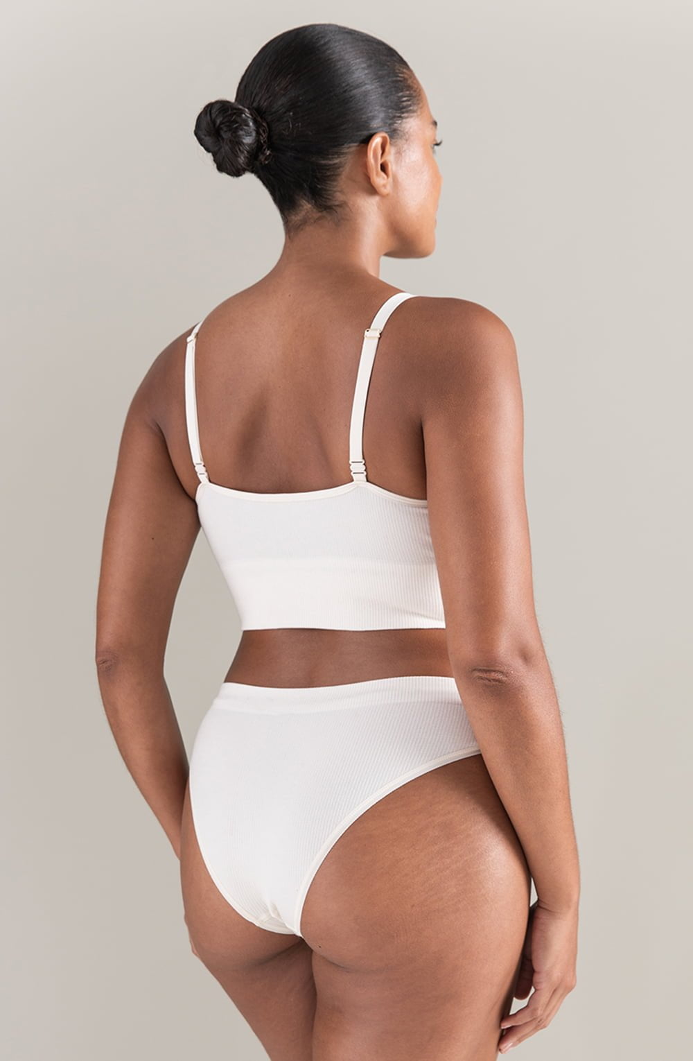 TENCEL™ Seamless Longline Bralette White Sand Sustainable Soft Crop Top