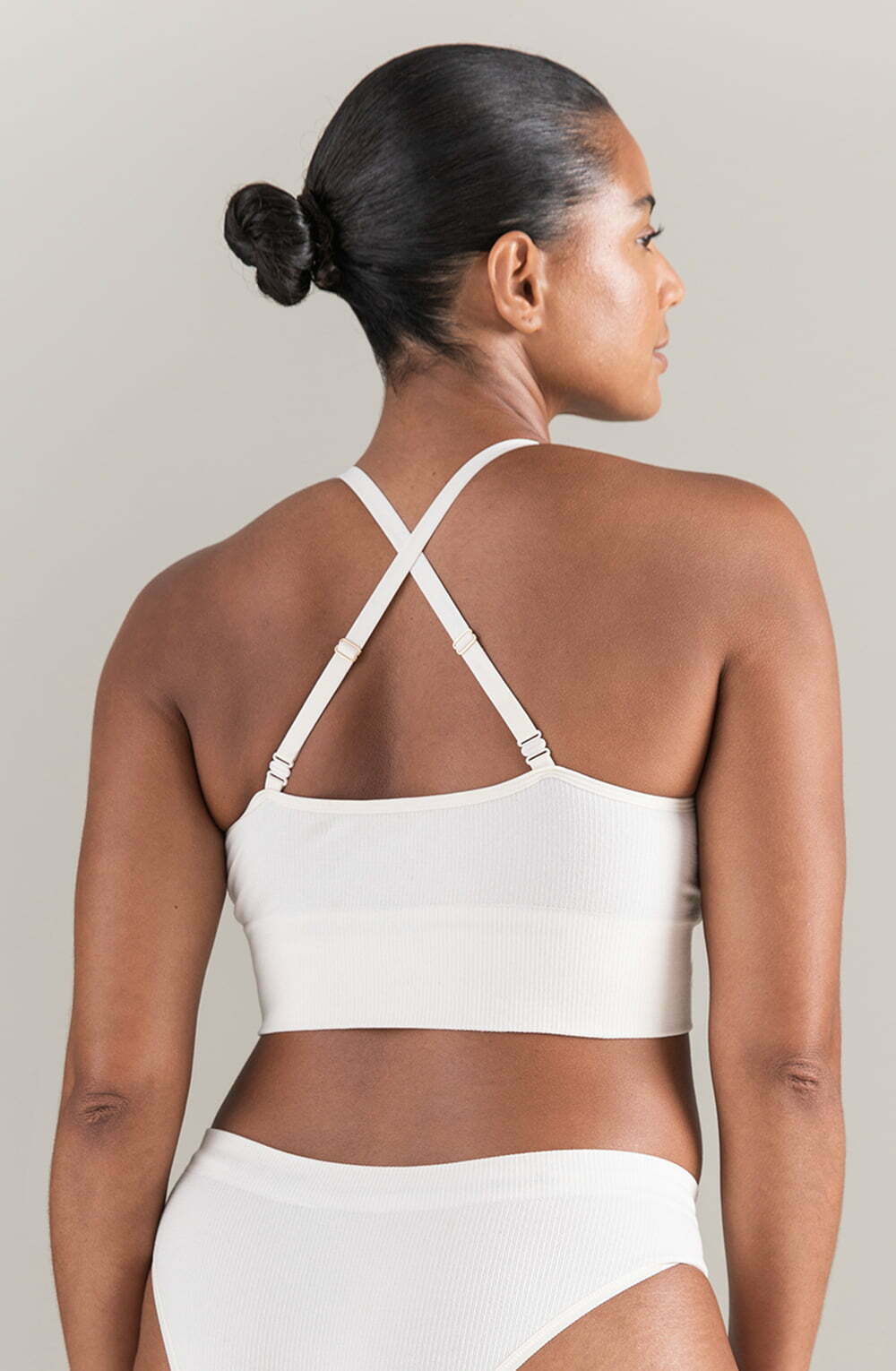 TENCEL™ Seamless Longline Bralette White Sand Sustainable Soft Crop Top