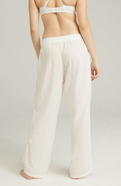 Organic Cotton White Drawstring Waist Classic Trousers