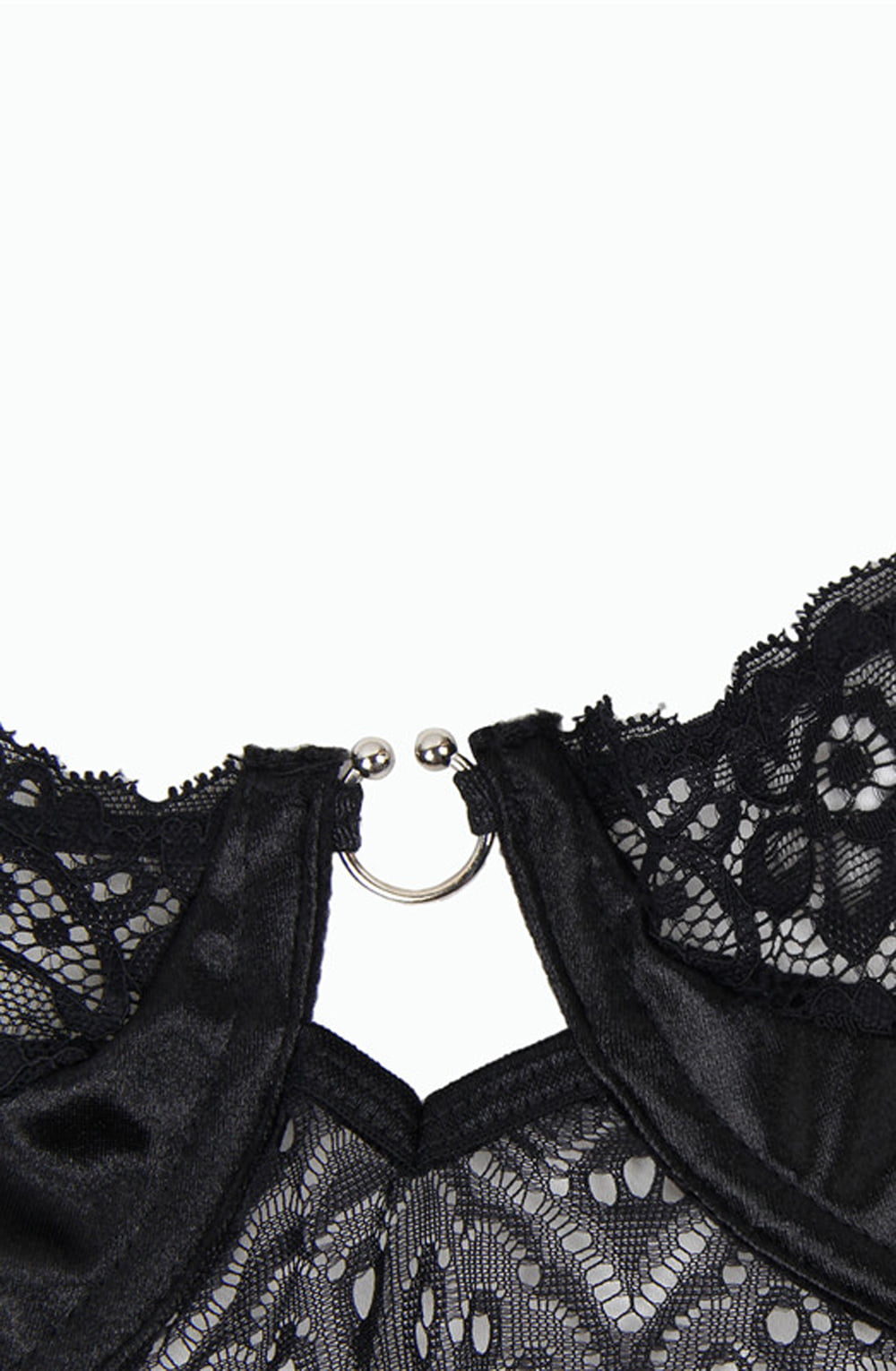 YesX Lace Bodysuit with Satin Bow and Underwired Cups
