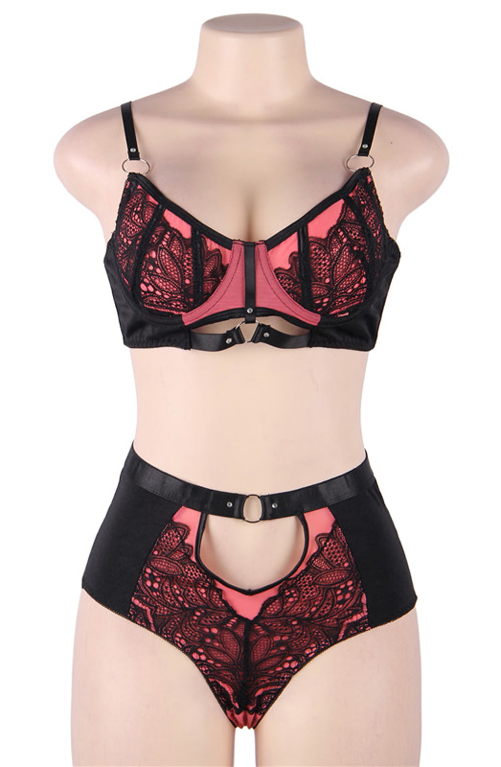 YesX Pink Bra Set with Underwired Adjustable Bra and Matching Brief in Satin Bag