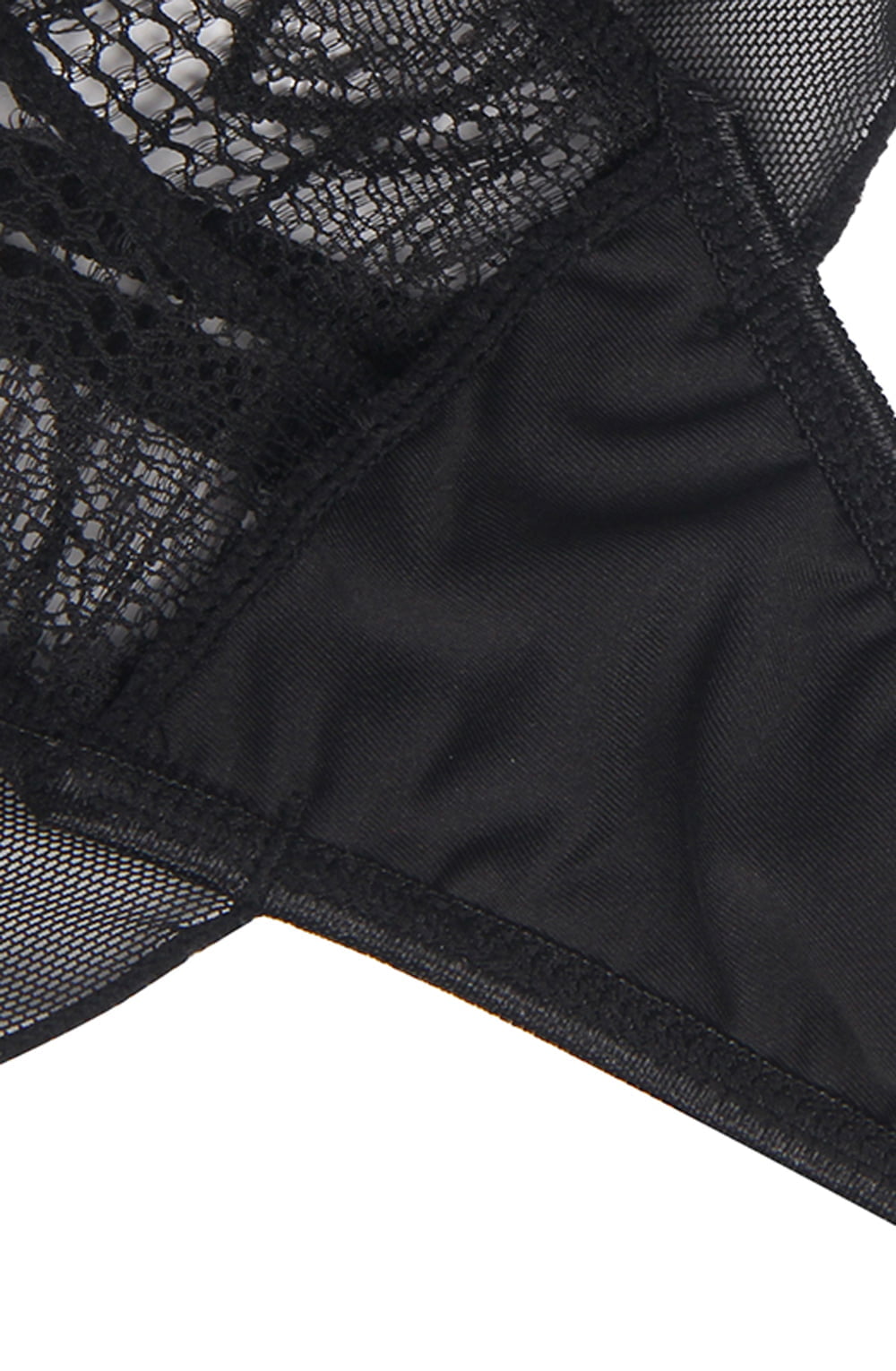 YesX Open Front Deep V Black Tulle Lace Lace Body Nightwear