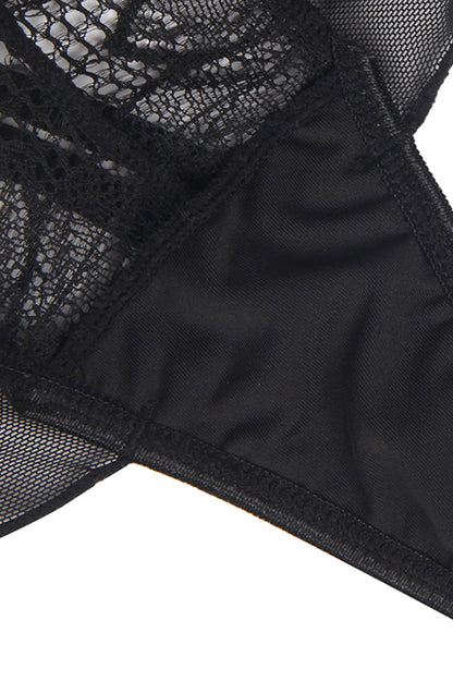 YesX Open Front Deep V Black Tulle Lace Lace Body Nightwear