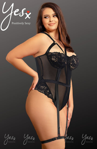 YesX Elegant Lace Bodysuit with Adjustable Straps and Popper Fastening