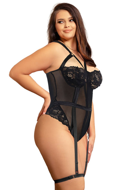 YesX Elegant Lace Bodysuit with Adjustable Straps and Popper Fastening
