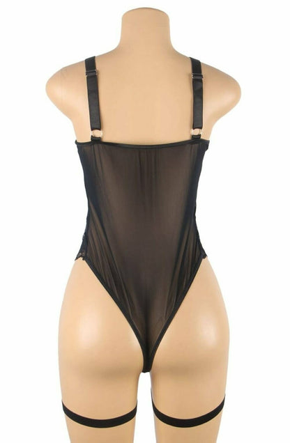 YesX Elegant Lace Bodysuit with Adjustable Straps and Popper Fastening
