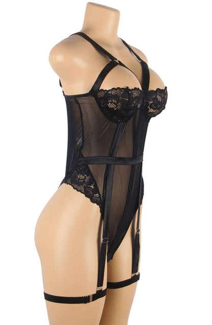 YesX Elegant Lace Bodysuit with Adjustable Straps and Popper Fastening