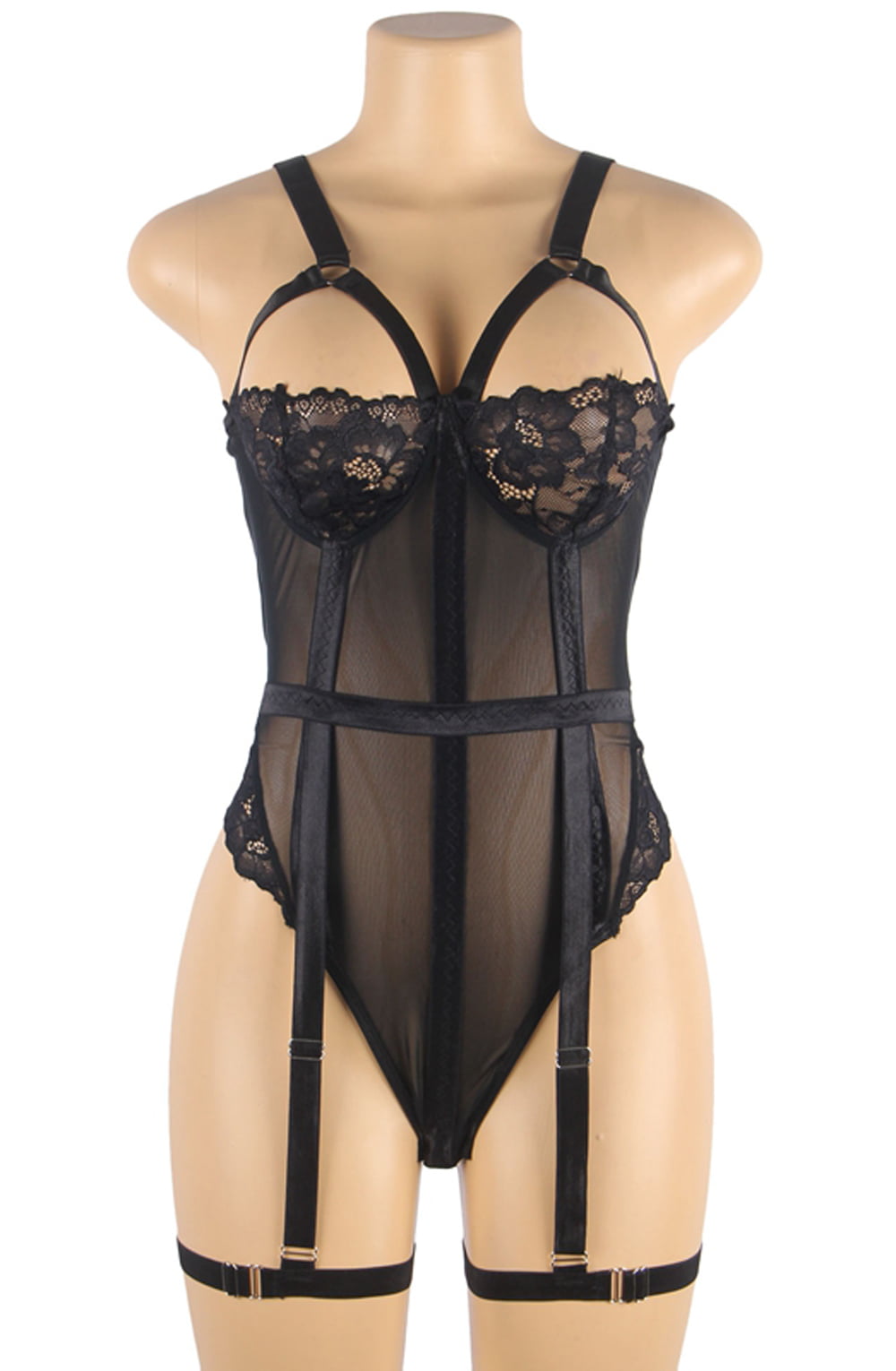 YesX Bodysuit with Lace Detailing and Adjustable Straps