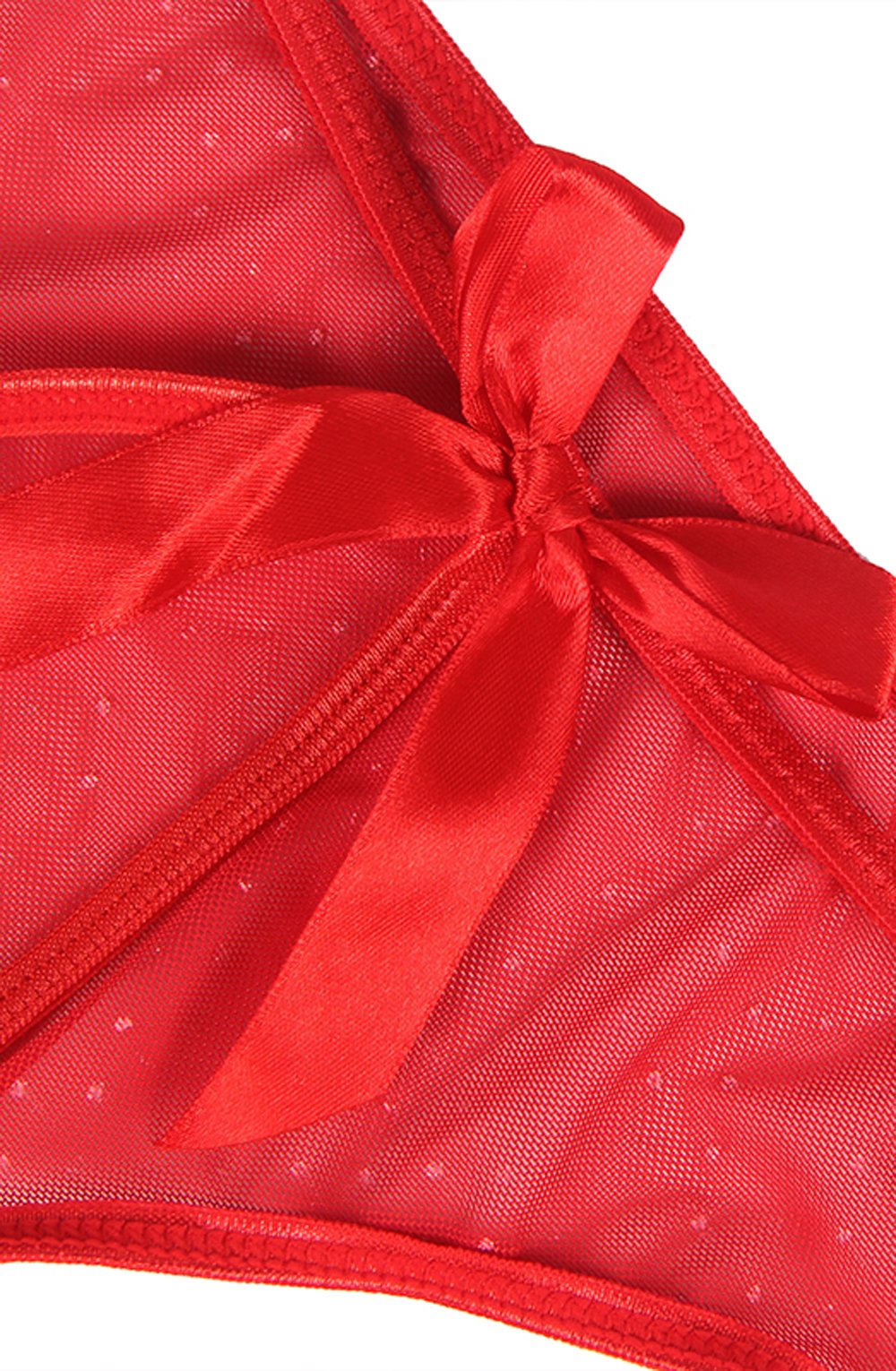 YesX Red Halter Dress Set with Polka Dot and Cage Back Briefs