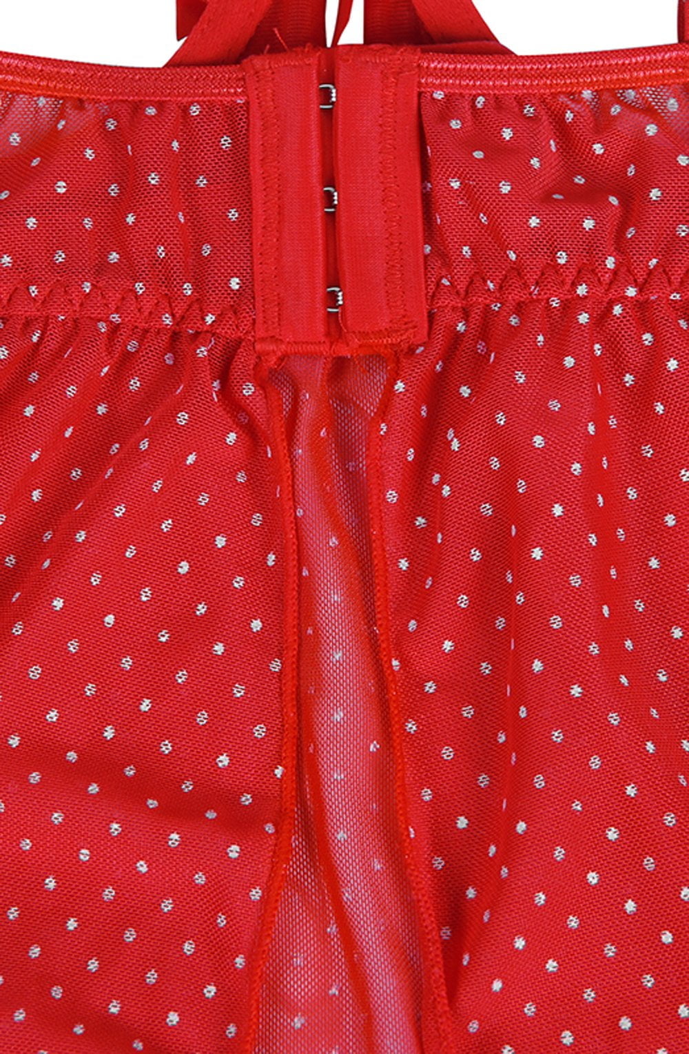 YesX Red Halter Dress Set with Polka Dot and Cage Back Briefs