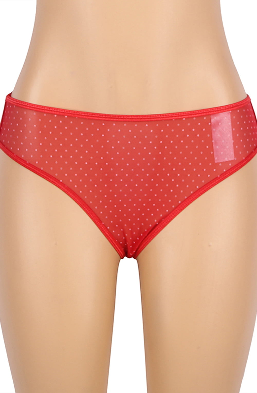 YesX Red Halter Dress Set with Polka Dot and Cage Back Briefs
