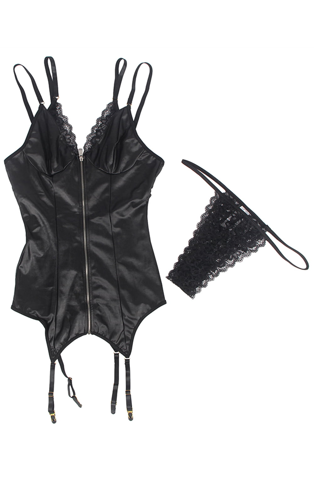YesX waist detailed Halter Dress with Zip Front and Adjustable Straps Nightwear