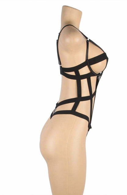 YesX Black Plus Size Strappy Bodysuit