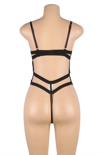 YesX Black Strappy Bodysuit for Women